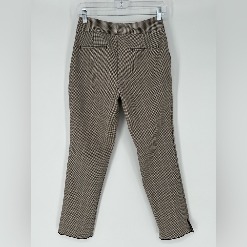 Zara Basic Houndstooth Tan Ankle Pants Flat Front… - image 4